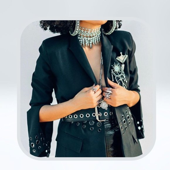 Dylan Lex Black Blazer with Eyelet Details-M/NWOTs - Picture 2 of 4